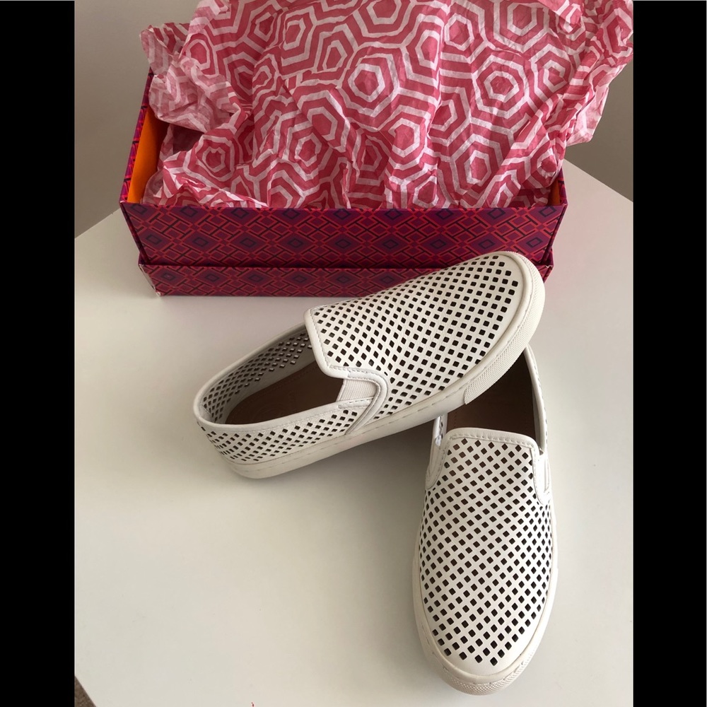 Tory Burch Ivory “Jesse” Perforated Sneaker